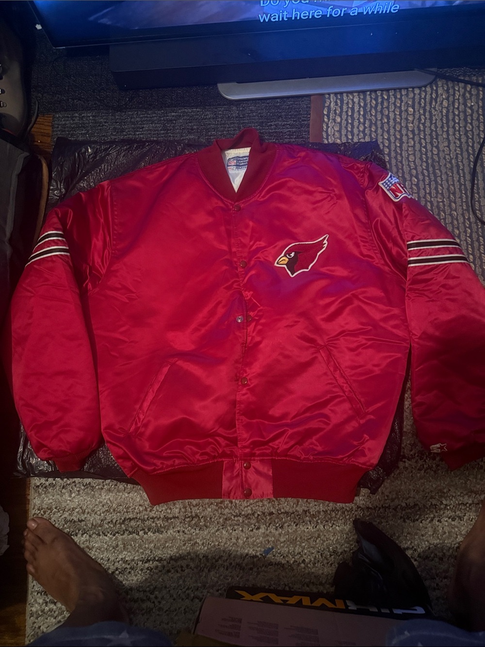 Arizona Cardinals maroon Satin Starter Bomber Jacket with Team Patch